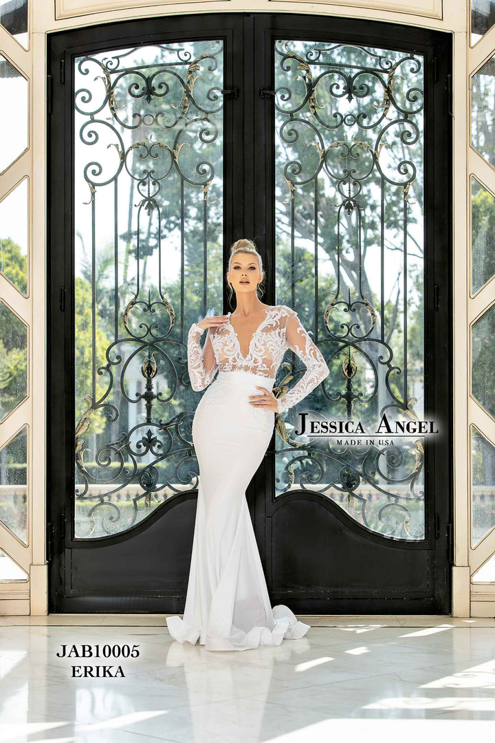 Fitted Long Sleeve Bridal Gown by Jessica Angel 10005