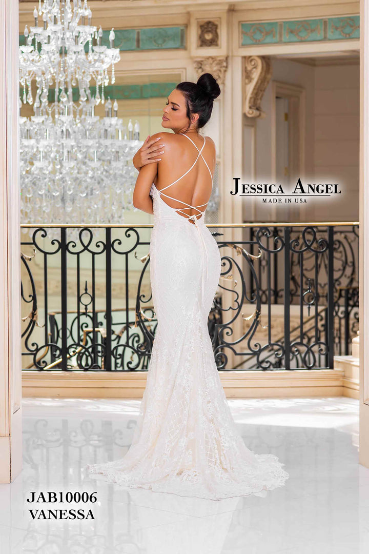 Applique V-Neck Bridal Gown by Jessica Angel 10006