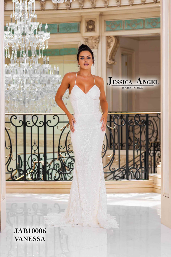 Applique V-Neck Bridal Gown by Jessica Angel 10006