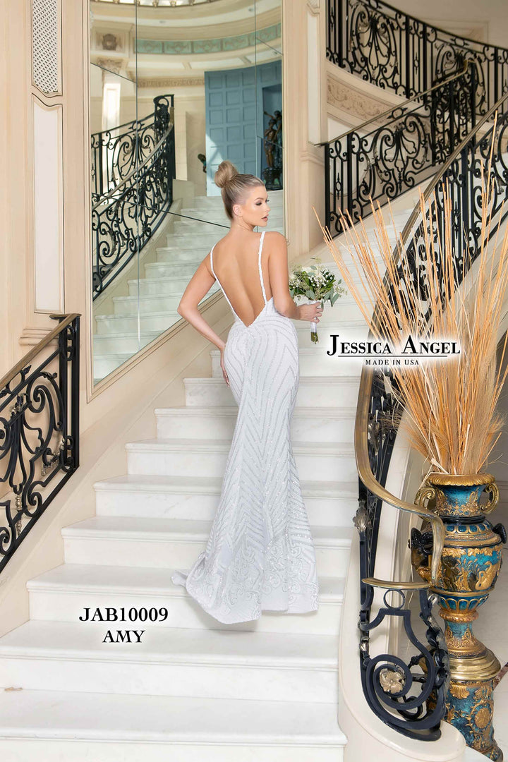 Beaded V-Neck Bridal Gown by Jessica Angel 10009