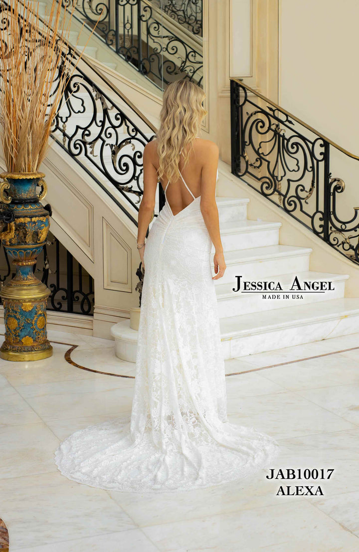 Lace V-Neck Bridal Gown by Jessica Angel 10017