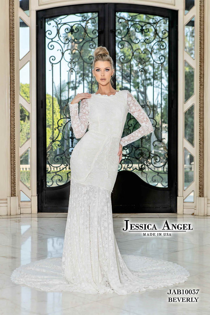 Fitted Long Sleeve Bridal Gown by Jessica Angel 10037