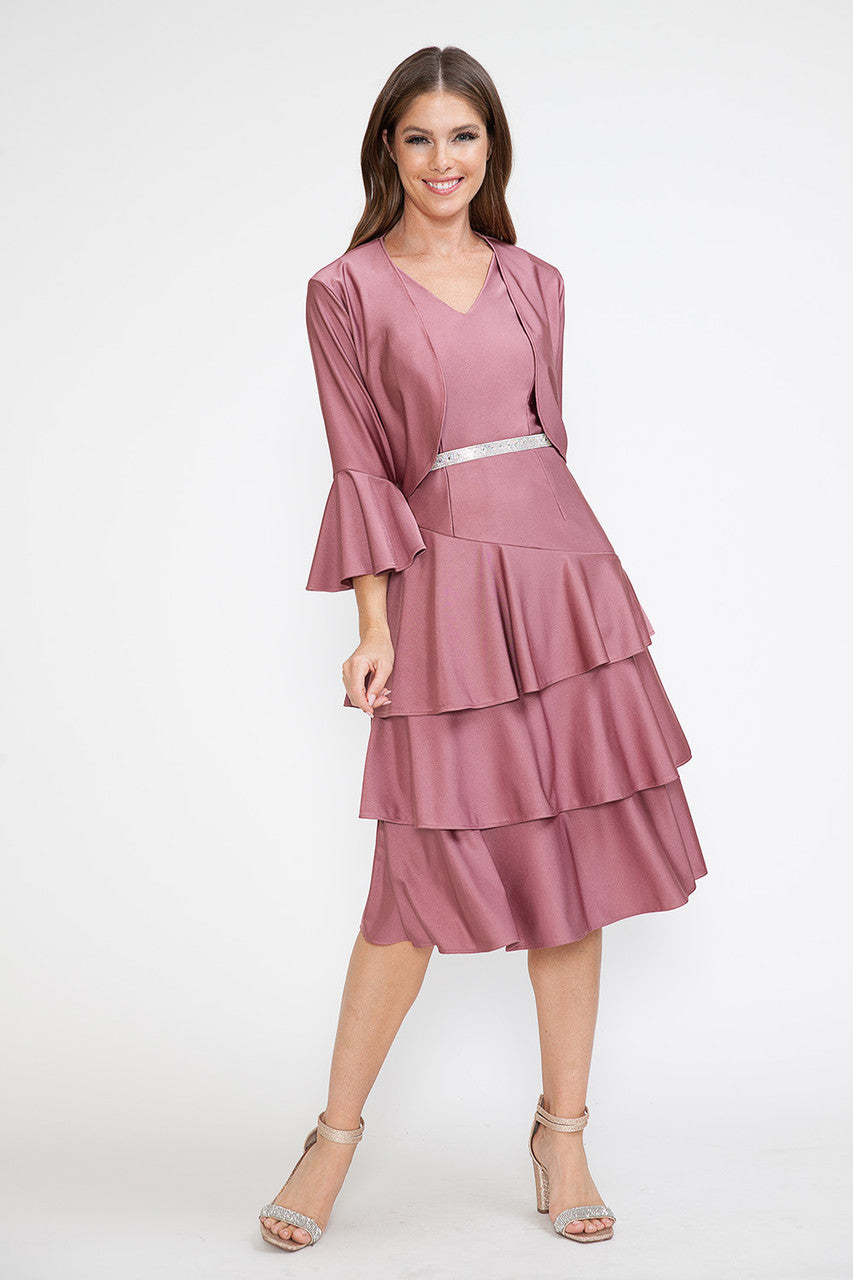 2-Piece Jacket Short Tiered Dress by Lenovia 5283