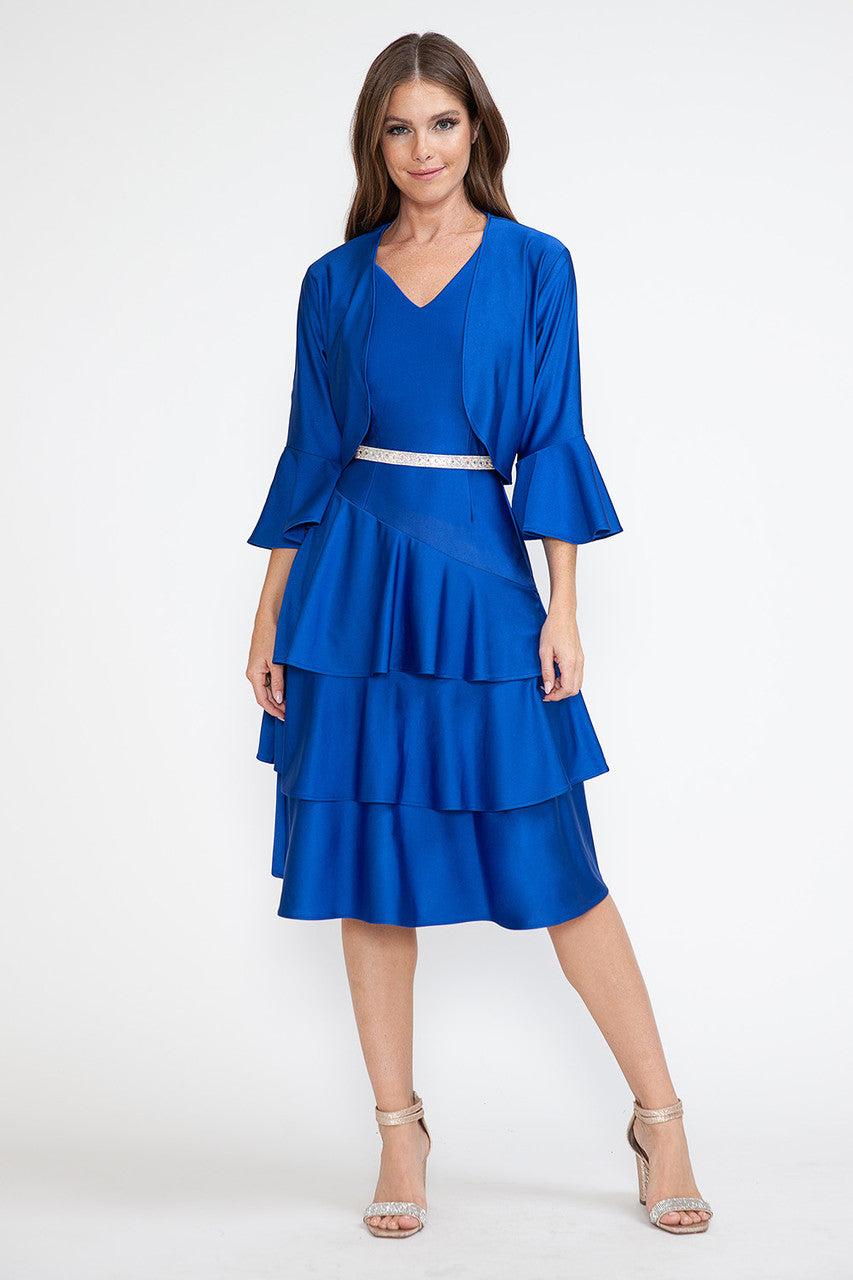 2-Piece Jacket Short Tiered Dress by Lenovia 5283