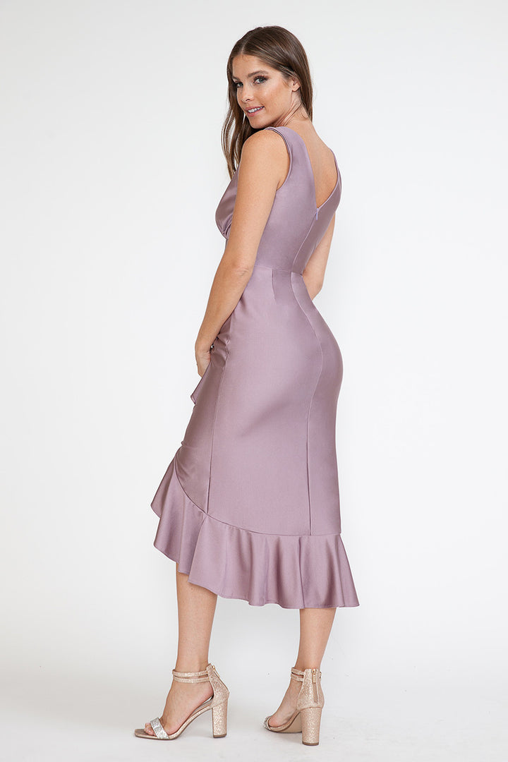 Sleeveless Ruffled Midi Dress by Lenovia 5280