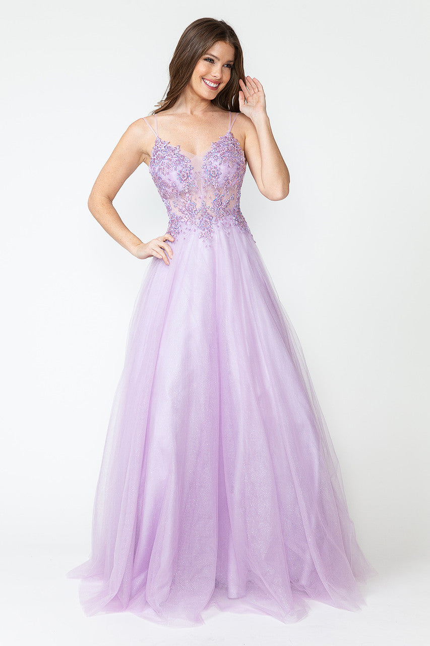 Applique Sleeveless A-line Gown by Lenovia 8182