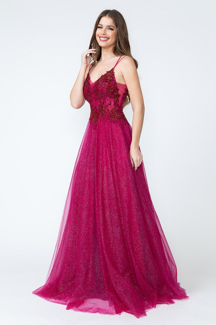 Applique Sleeveless A-line Gown by Lenovia 8182