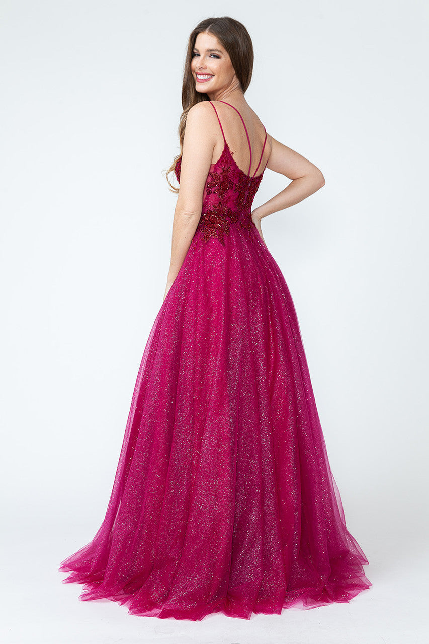 Applique Sleeveless A-line Gown by Lenovia 8182