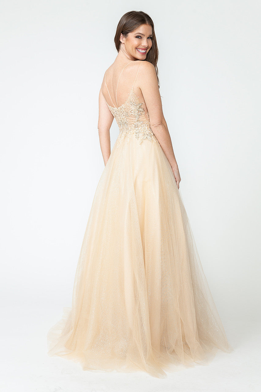 Applique Sleeveless A-line Gown by Lenovia 8182