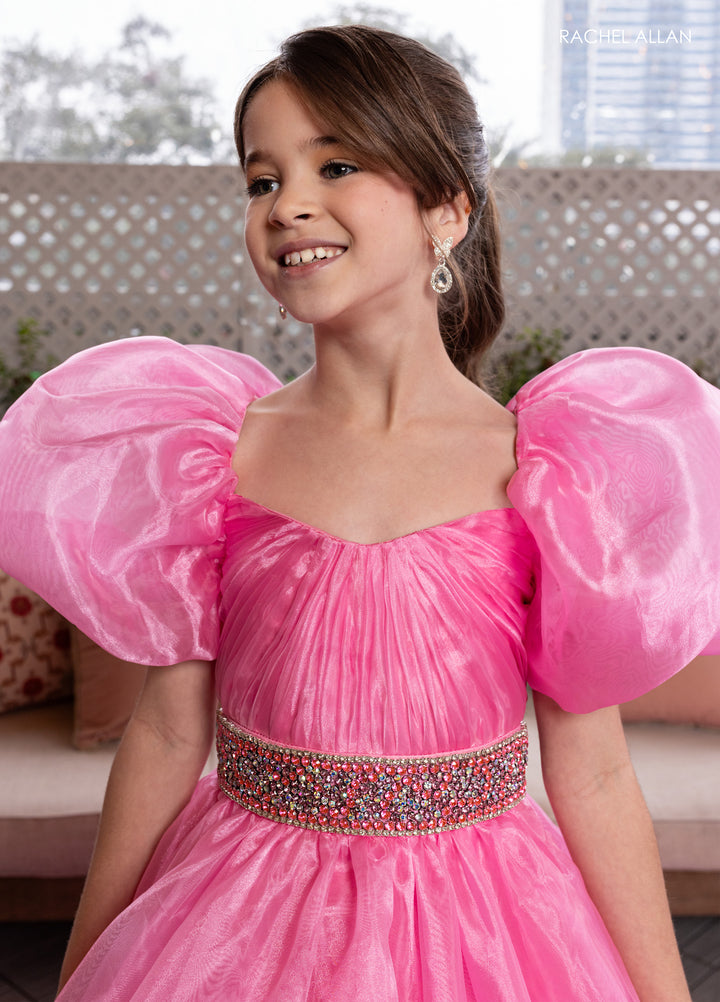 Girl's Organza Puff Sleeve Gown by Rachel Allan 10275