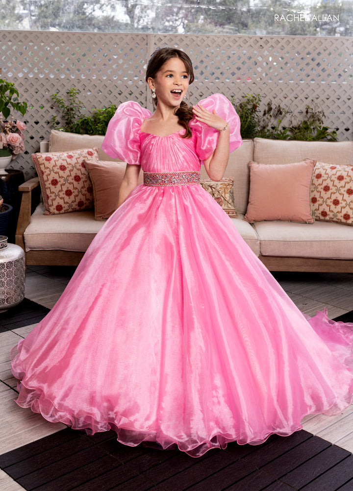 Girl's Organza Puff Sleeve Gown by Rachel Allan 10275