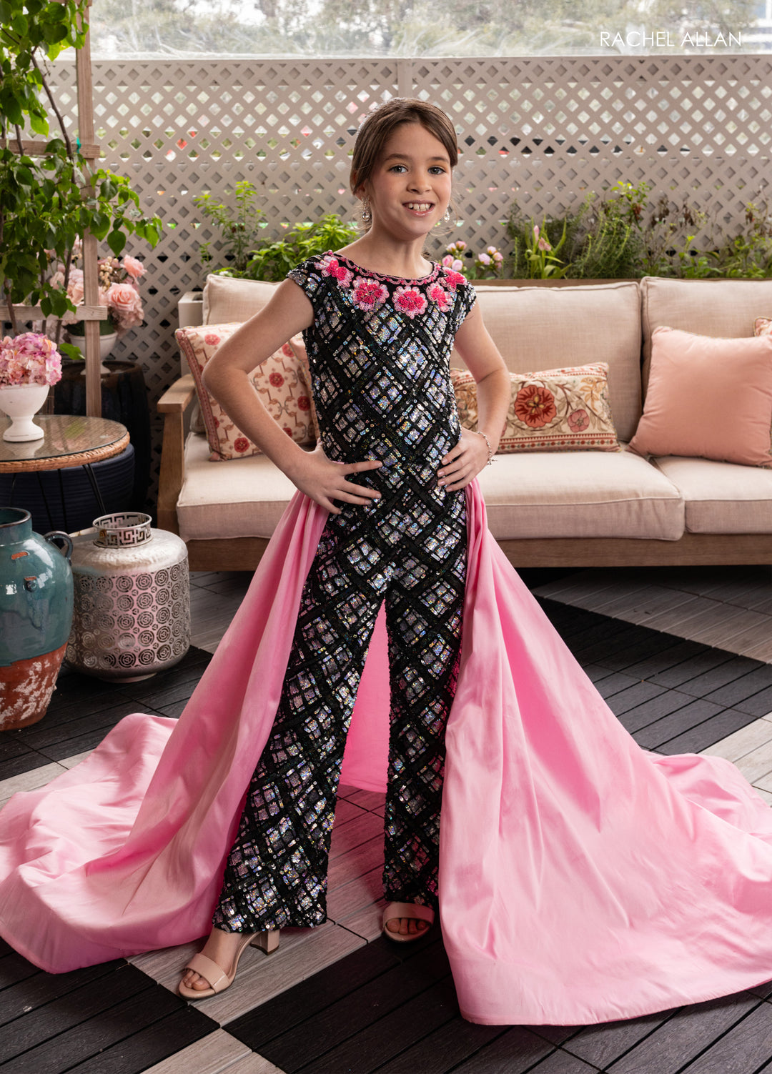 Girl's Cap Sleeve Jumpsuit by Rachel Allan 10276