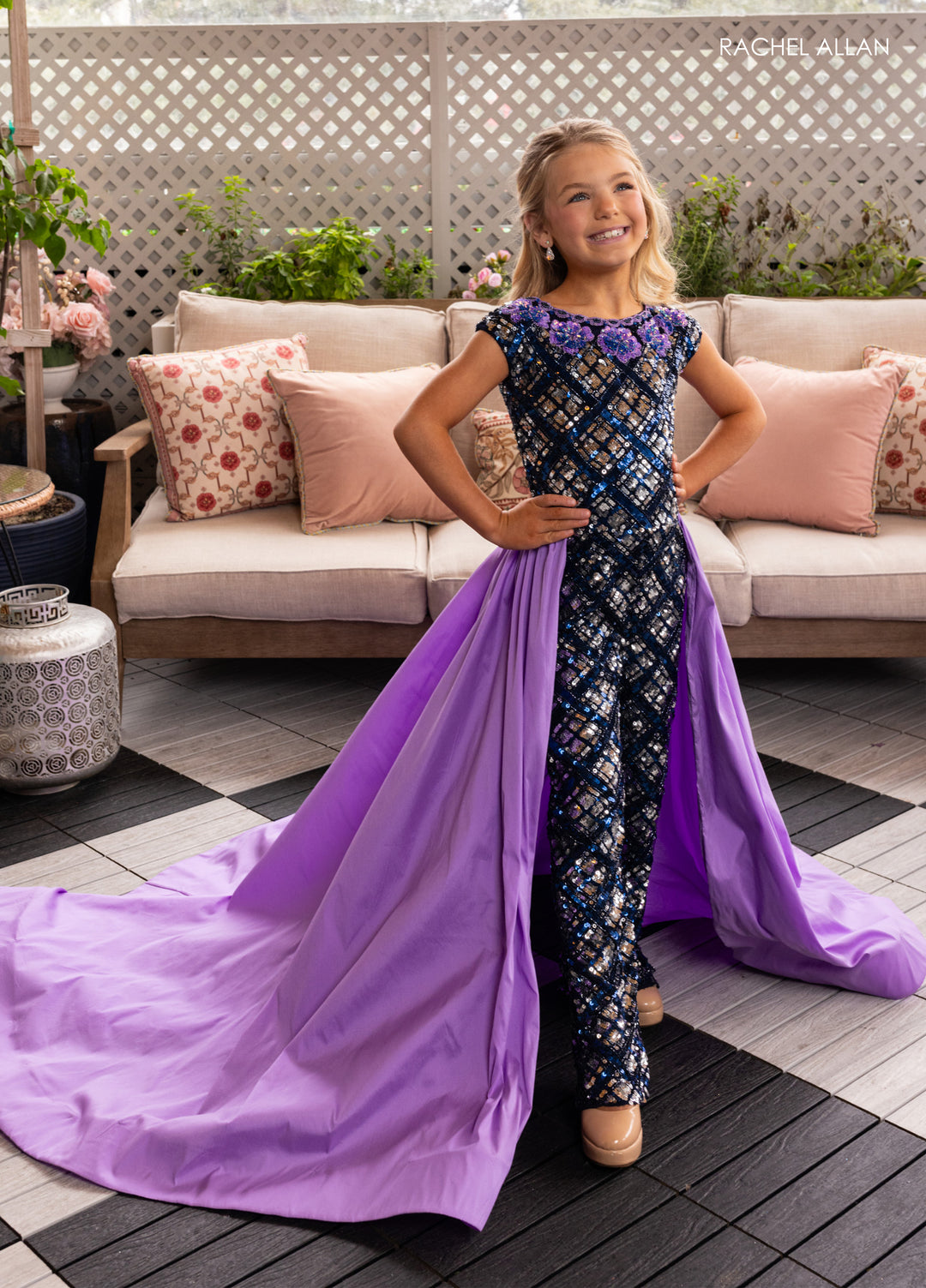 Girl's Cap Sleeve Jumpsuit by Rachel Allan 10276