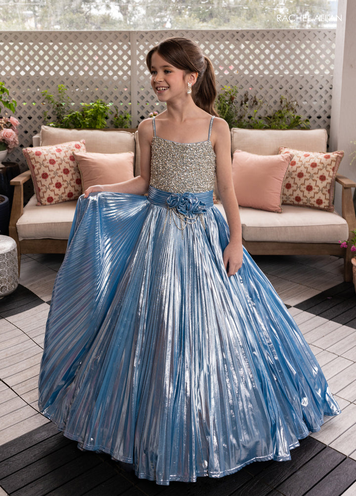 Girl's Sleeveless Metallic Gown by Rachel Allan 10277
