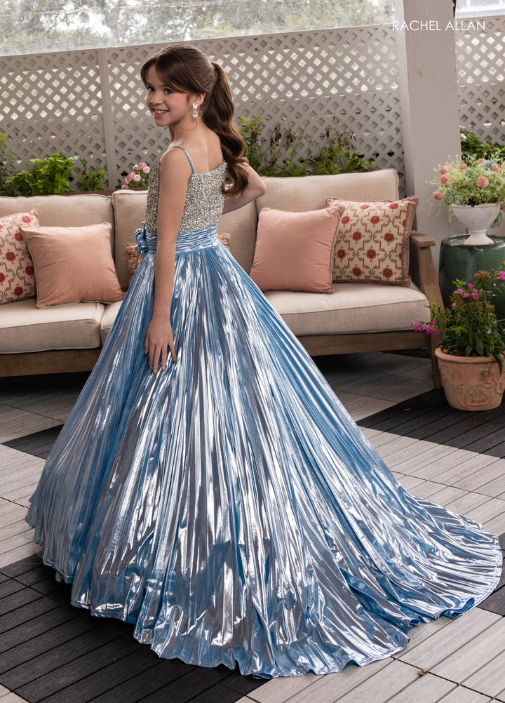 Girl's Sleeveless Metallic Gown by Rachel Allan 10277