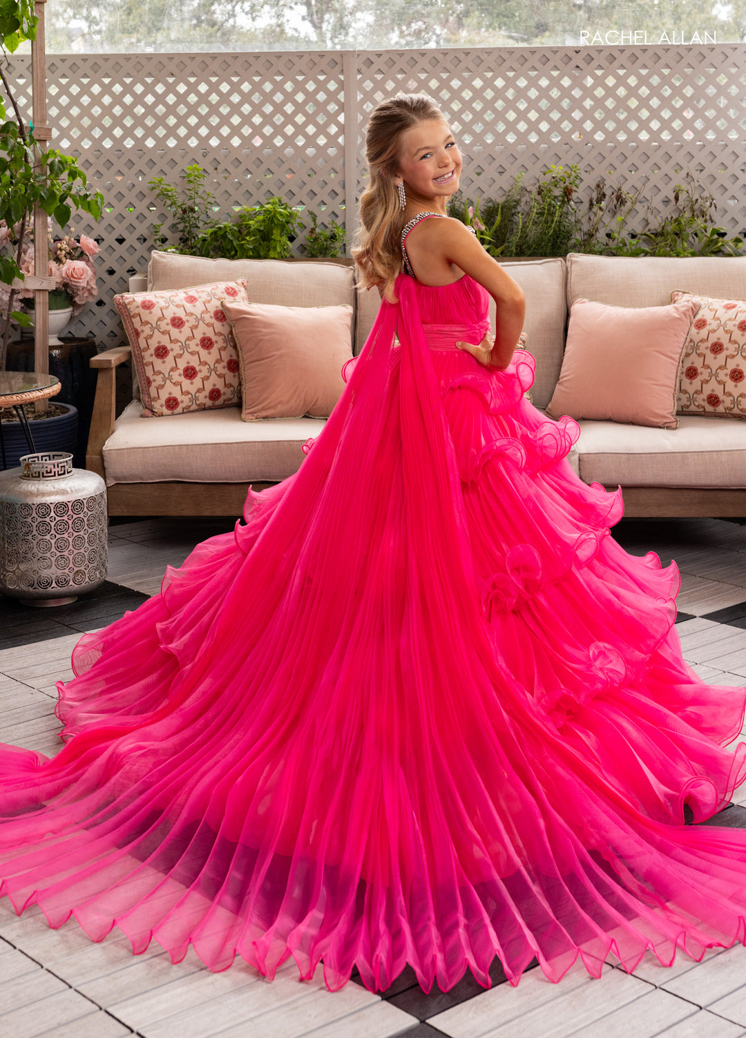 Girl's Halter Ruffled Gown by Rachel Allan 10280