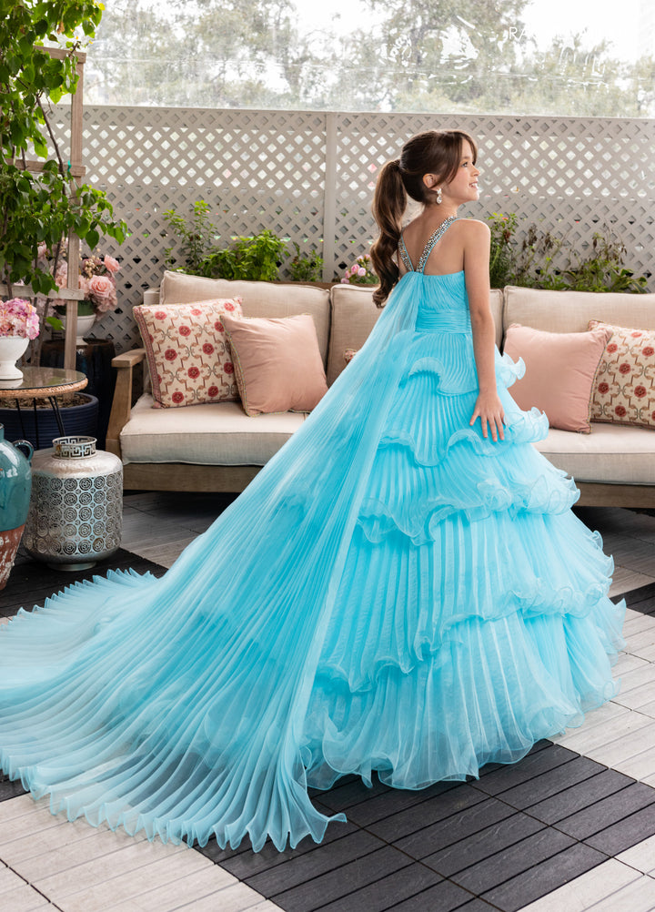 Girl's Halter Ruffled Gown by Rachel Allan 10280
