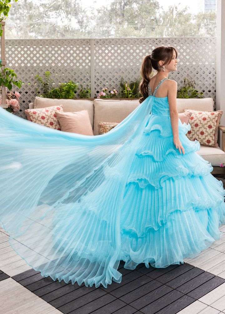 Girl's Halter Ruffled Gown by Rachel Allan 10280