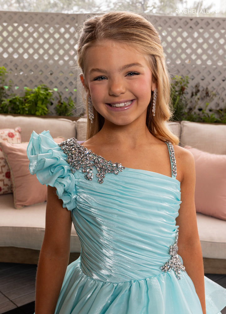 Girl's One Shoulder Layered Gown by Rachel Allan 10281