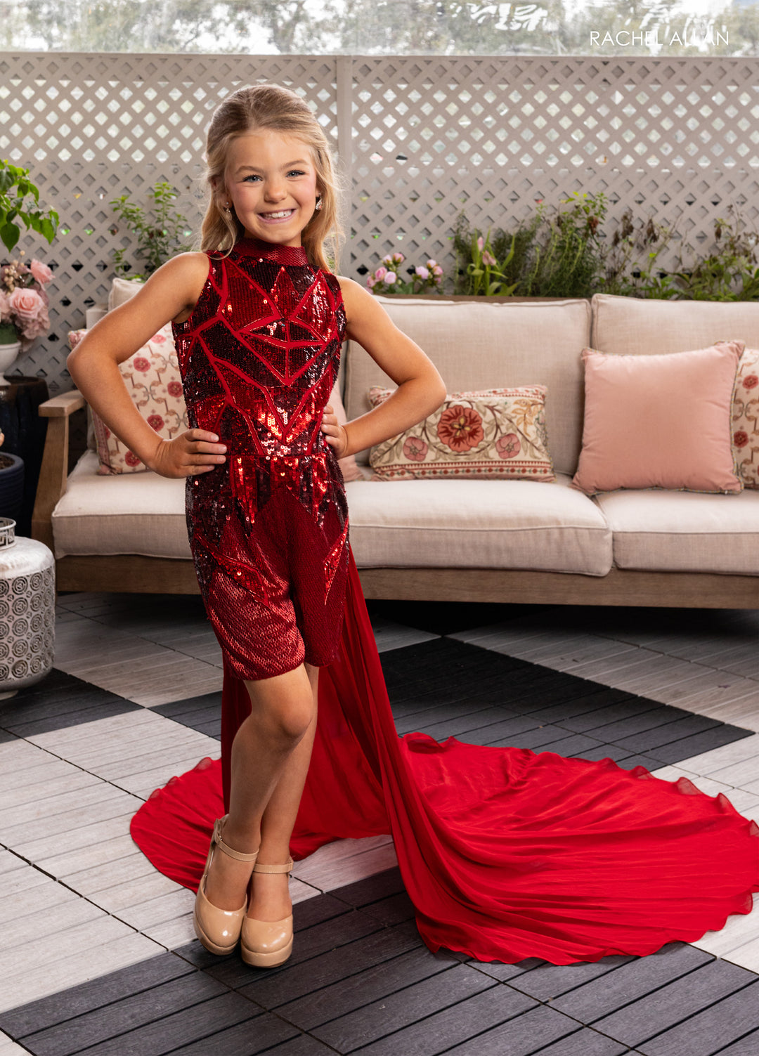 Girl's Sequin Halter Romper by Rachel Allan 10282