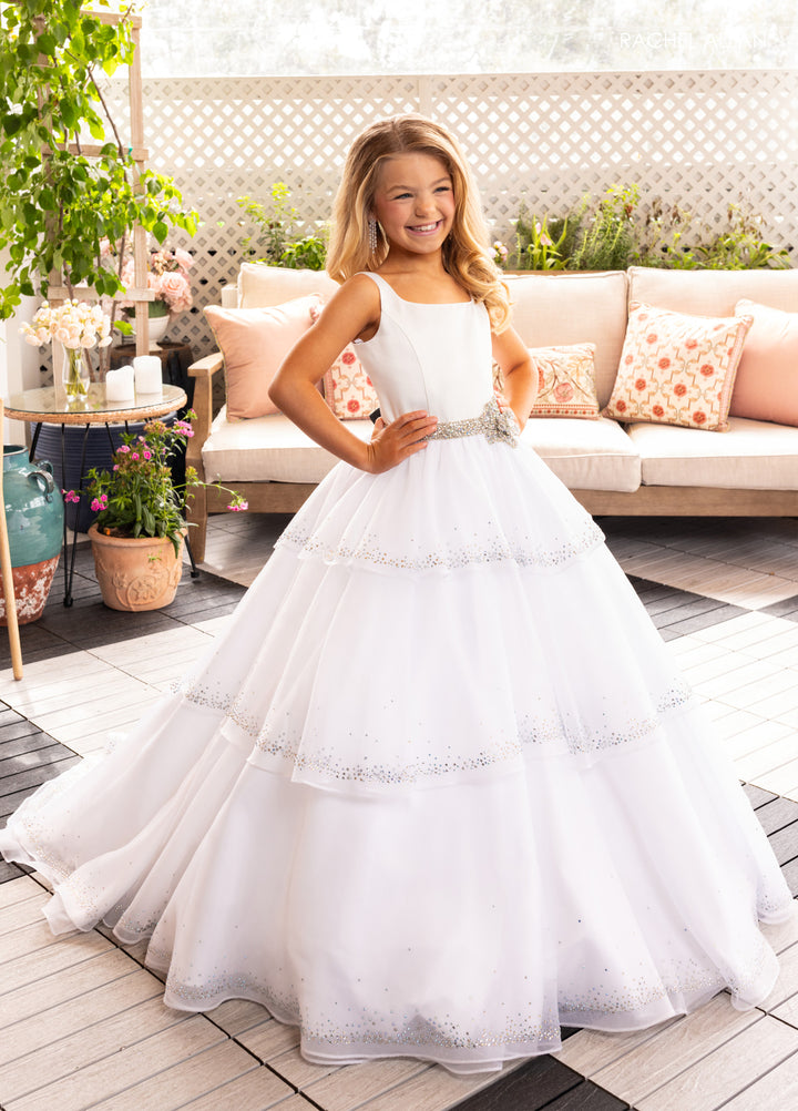 Girl's Sleeveless Tiered Gown by Rachel Allan 10283