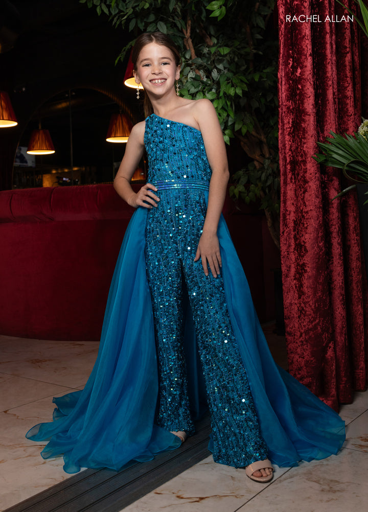 Girl's One Shoulder Jumpsuit by Rachel Allan 10290