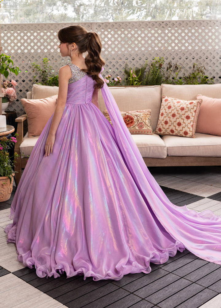 Girl's Iridescent One Shoulder Gown by Rachel Allan 10296