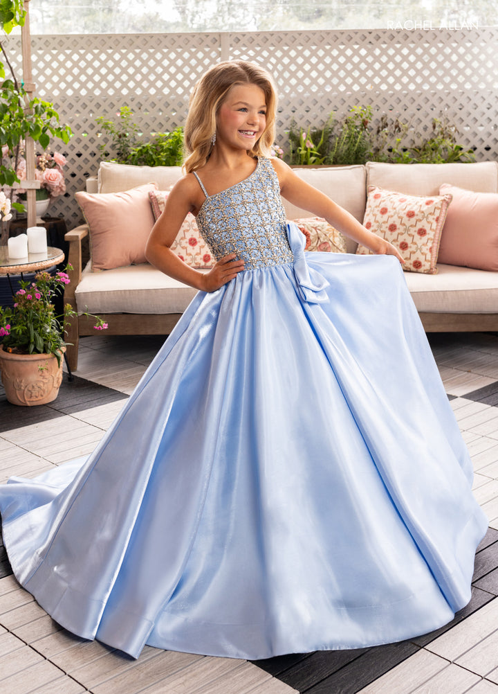 Girl's Satin One Shoulder Gown by Rachel Allan 10298