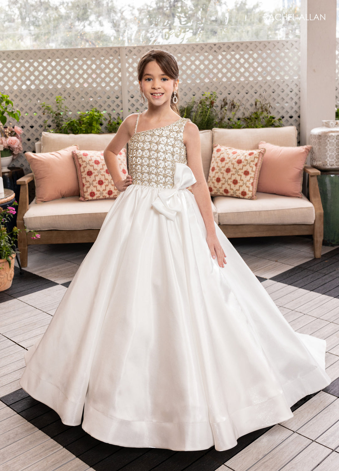 Girl's Satin One Shoulder Gown by Rachel Allan 10298