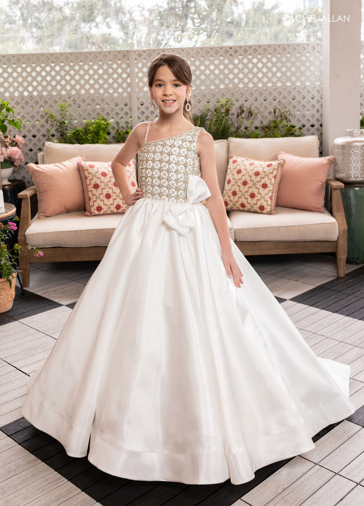 Girl's Satin One Shoulder Gown by Rachel Allan 10298