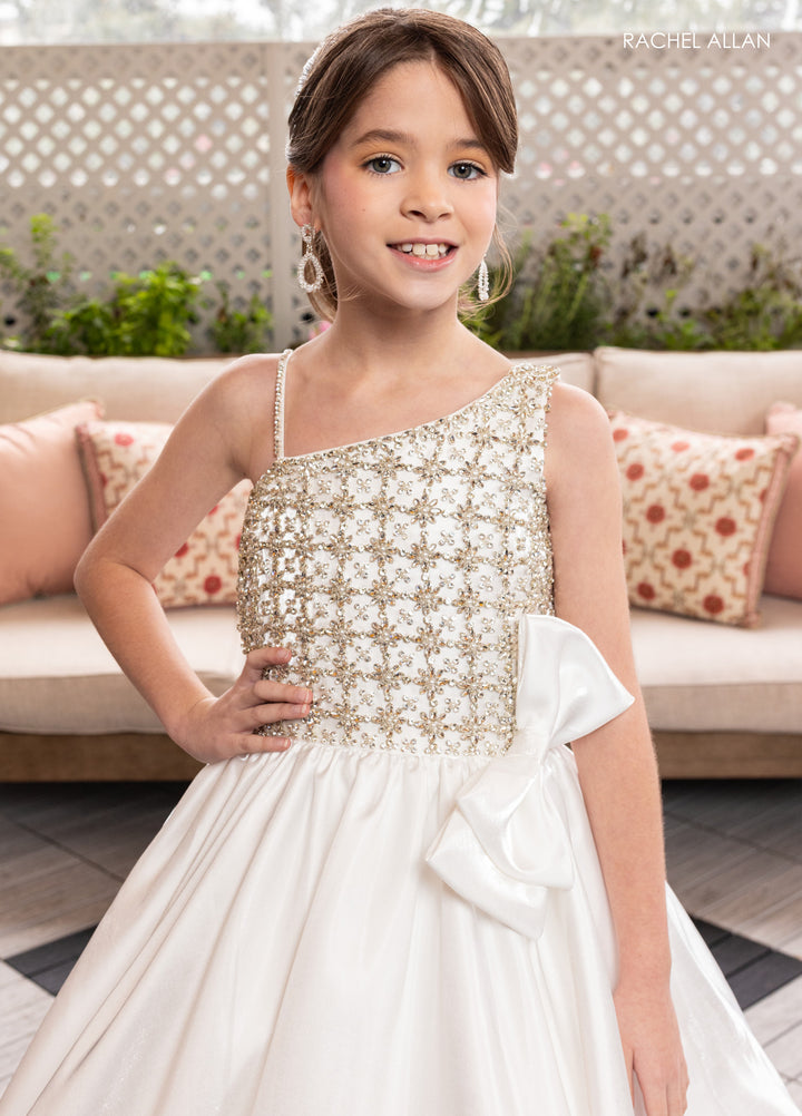 Girl's Satin One Shoulder Gown by Rachel Allan 10298