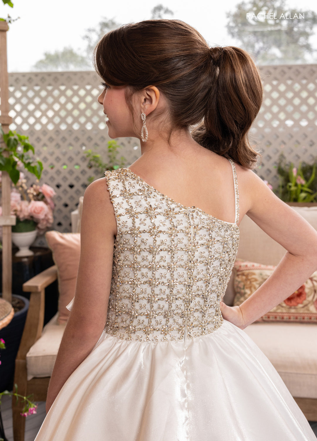 Girl's Satin One Shoulder Gown by Rachel Allan 10298