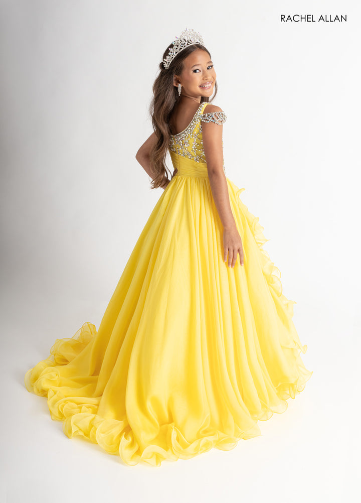 Girl's Cold Shoulder Ruffled Gown by Rachel Allan 10302