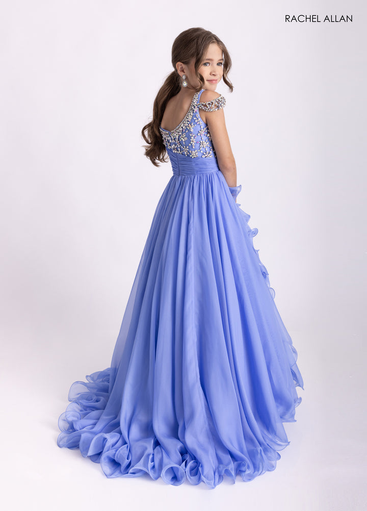Girl's Cold Shoulder Ruffled Gown by Rachel Allan 10302