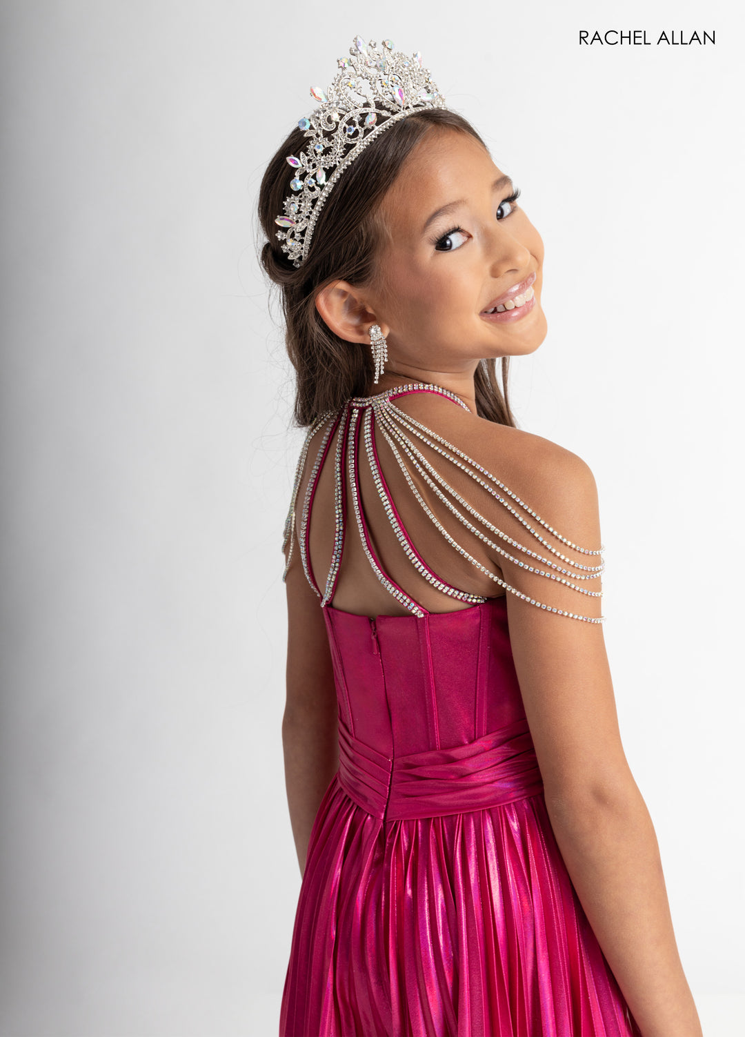 Girl's Metallic Halter Jumpsuit by Rachel Allan 10305
