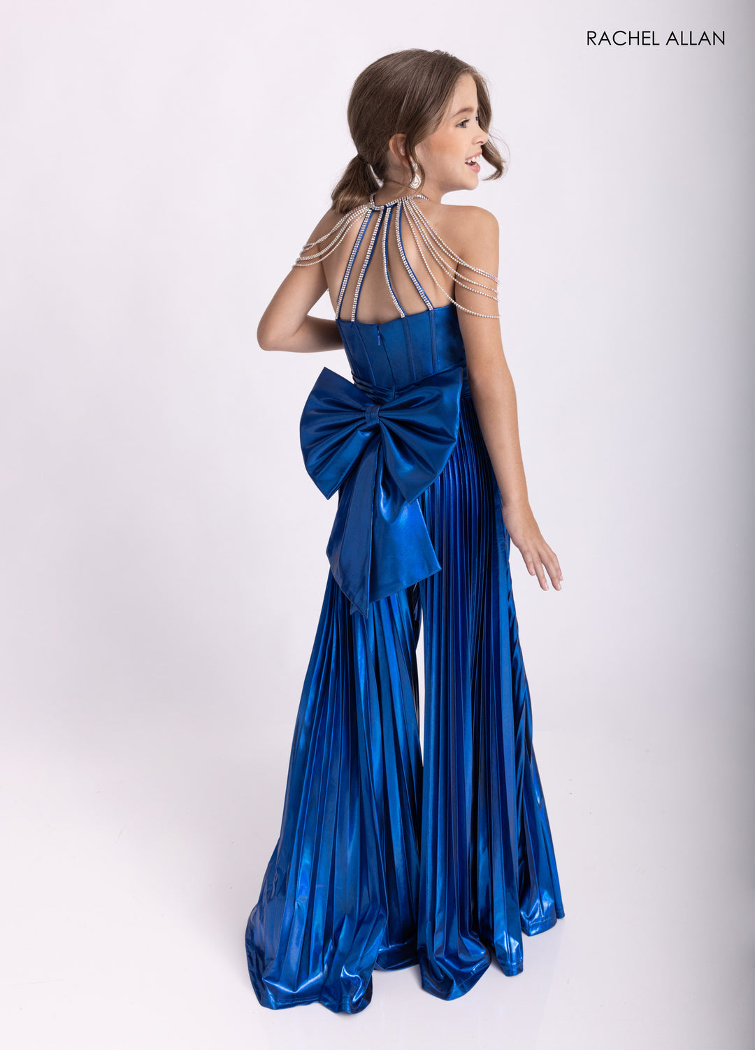 Girl's Metallic Halter Jumpsuit by Rachel Allan 10305