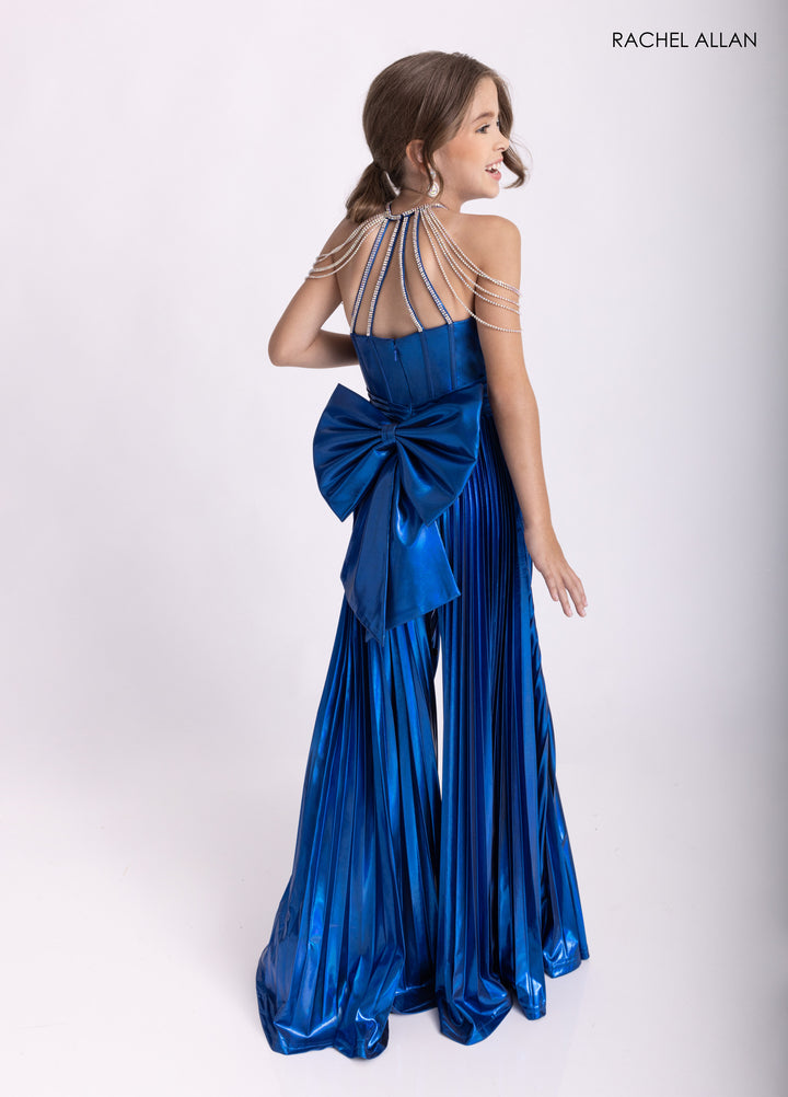 Girl's Metallic Halter Jumpsuit by Rachel Allan 10305