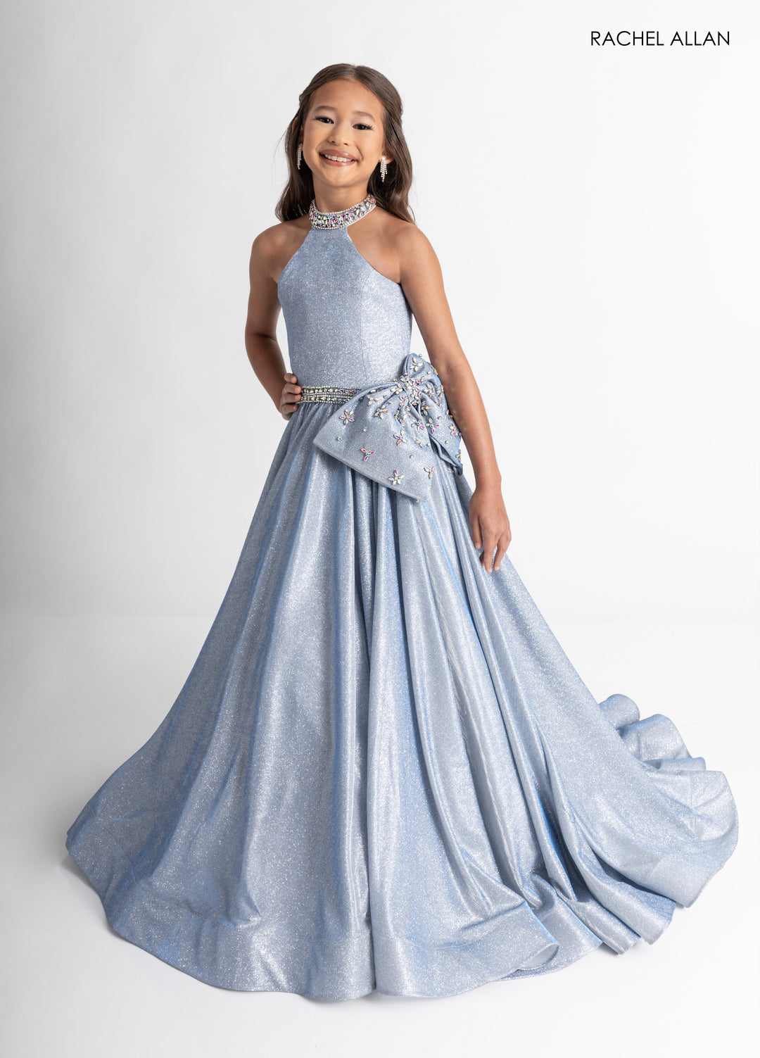 Girl's Metallic Halter Gown by Rachel Allan 10322