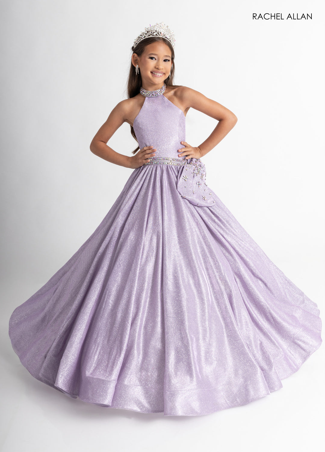 Girl's Metallic Halter Gown by Rachel Allan 10322
