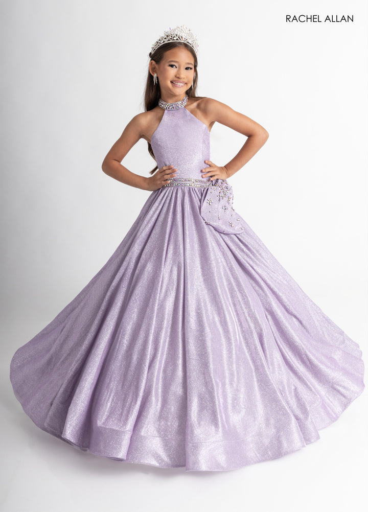 Girl's Metallic Halter Gown by Rachel Allan 10322