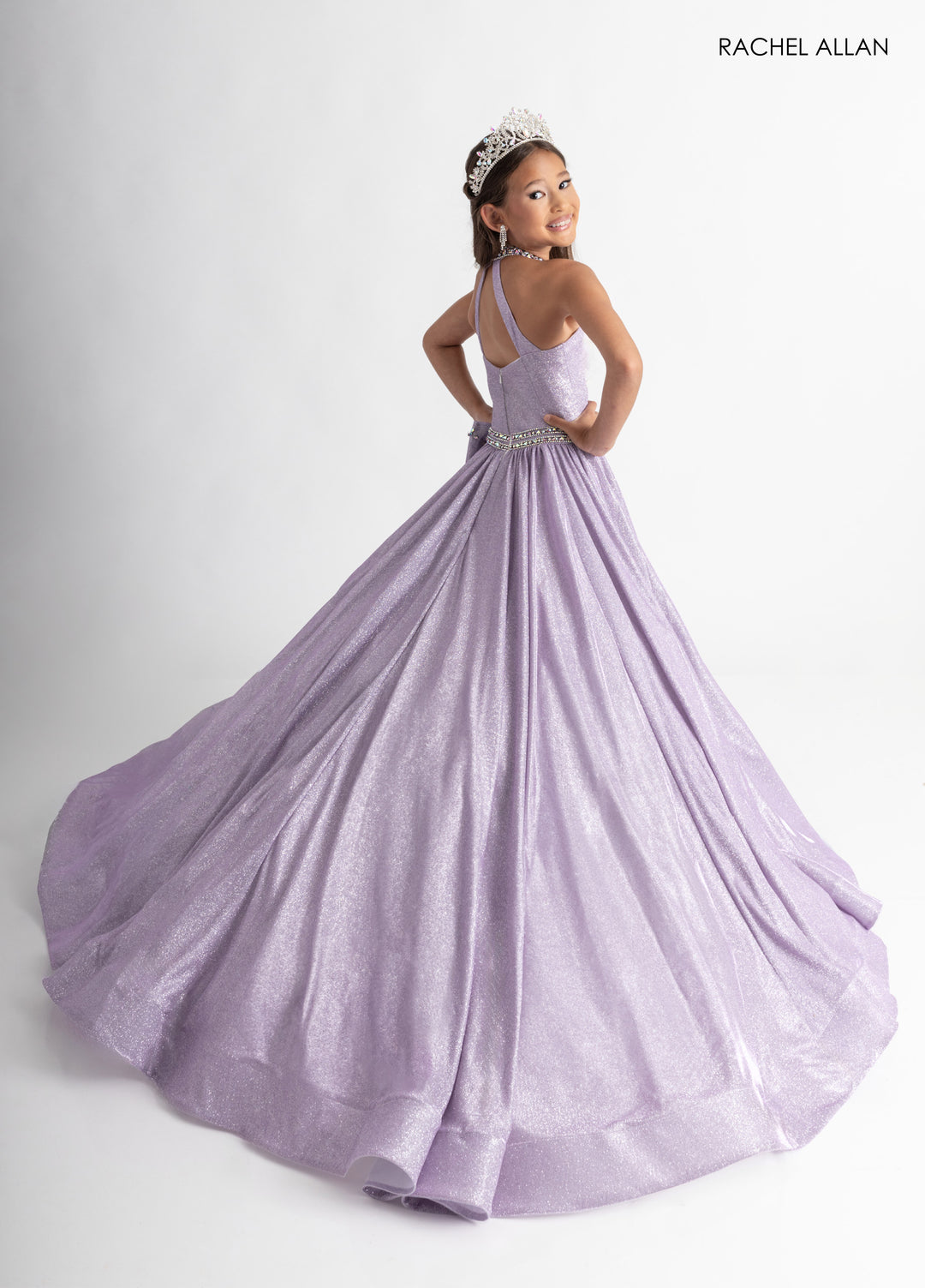 Girl's Metallic Halter Gown by Rachel Allan 10322
