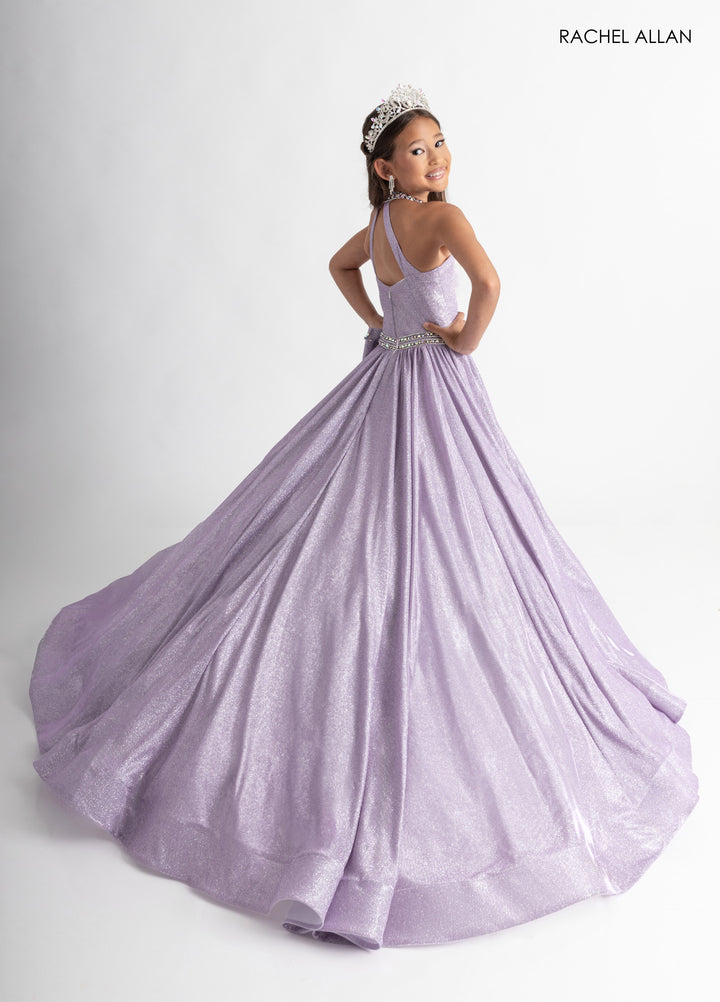 Girl's Metallic Halter Gown by Rachel Allan 10322