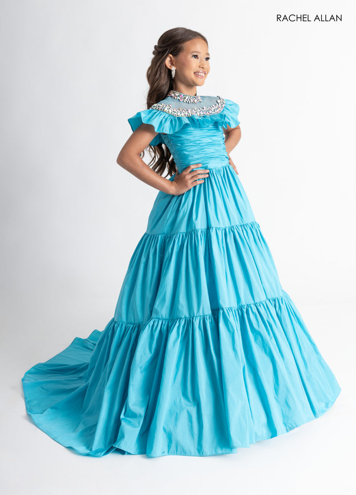 Girl's Taffeta Cap Sleeve Gown by Rachel Allan 10326