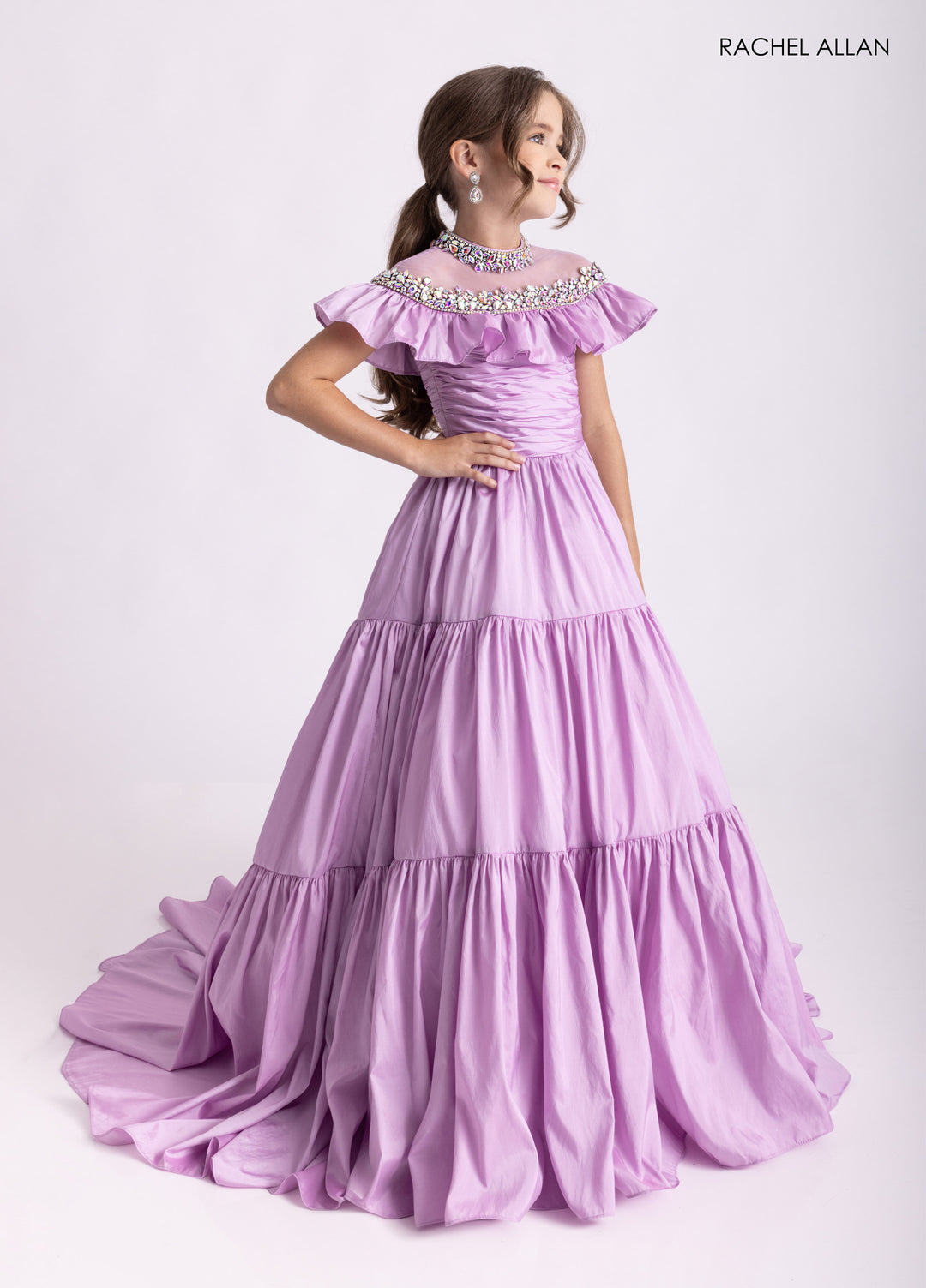 Girl's Taffeta Cap Sleeve Gown by Rachel Allan 10326