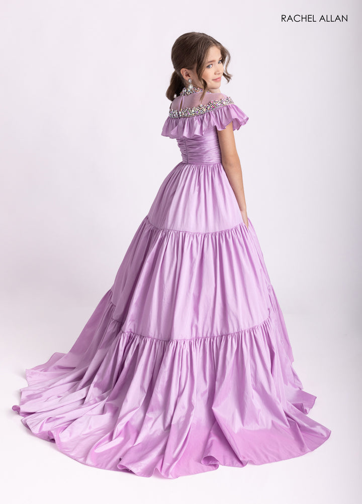 Girl's Taffeta Cap Sleeve Gown by Rachel Allan 10326
