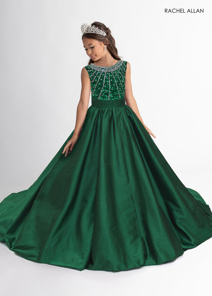 Girl's Taffeta Cap Sleeve Gown by Rachel Allan 10329