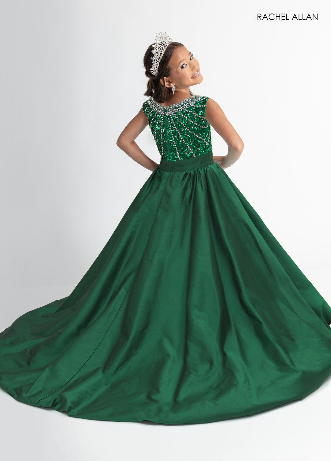 Girl's Taffeta Cap Sleeve Gown by Rachel Allan 10329