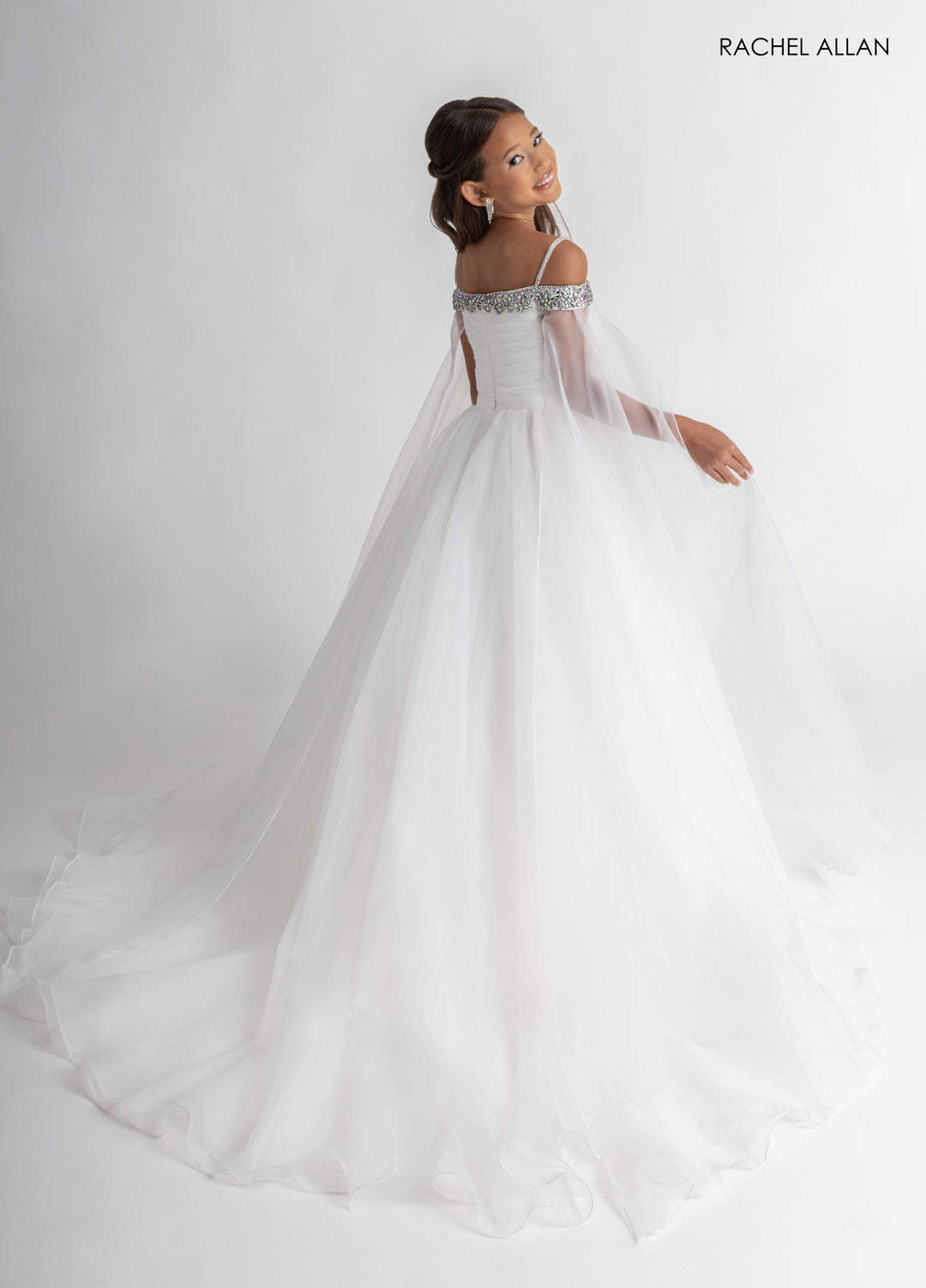 Girl's Organza Cold Shoulder Gown by Rachel Allan 10331