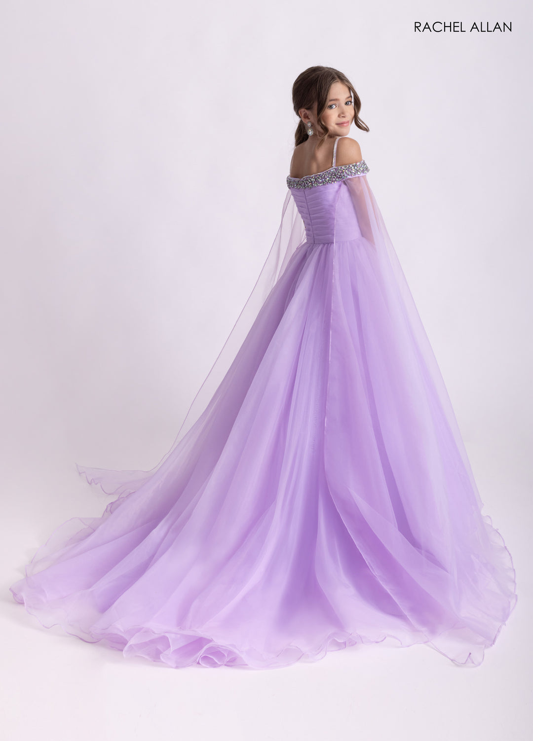 Girl's Organza Cold Shoulder Gown by Rachel Allan 10331