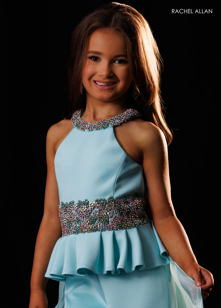 Girl's Halter Cape Jumpsuit by Rachel Allan 10341